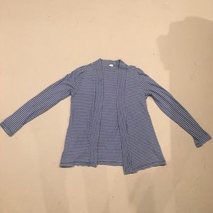 J. CREW Blue and White Striped Open Cardigan